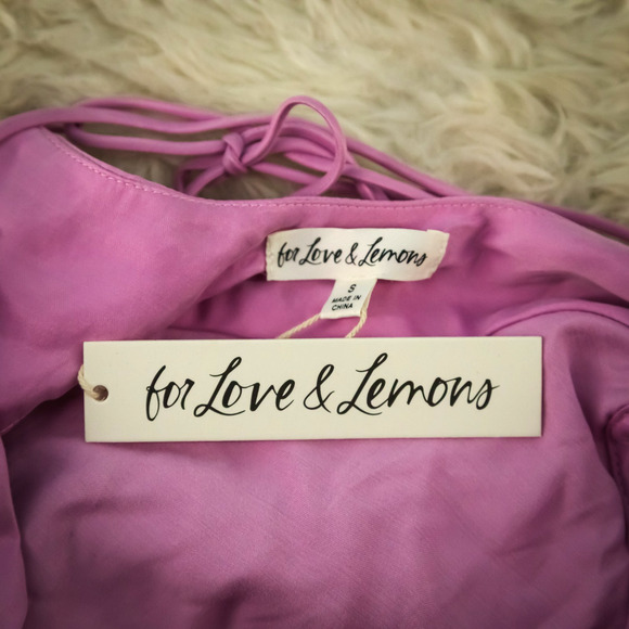 For Love & Lemons Size Small S Kyra Pink Strappy Cut Out Mini Cupro Dress NEW - Picture 5 of 8